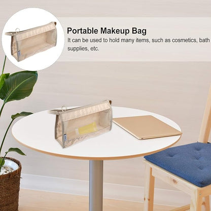 Ipetboom 1pc Travel Cosmetic Bag Toiletry Bag Makeup Bundles Travel Wash Bag Travel Makeup Kit Travel Storage Pouch Travel Makeup Bag Makeup Container Buggy Bag Beige Double Sided Twill