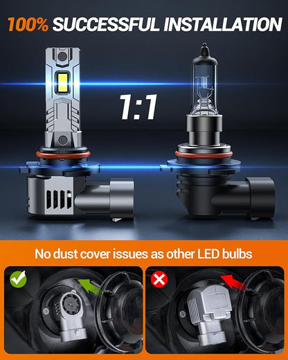 SEALIGHT 9005HB3 9006HB4 Fog Bulbs Combo, 60000LM with 14000RPM Cooling Fan 1:1 Design 9005 9006 Fog Bulbs, Plug-N-Play, Pack of 4