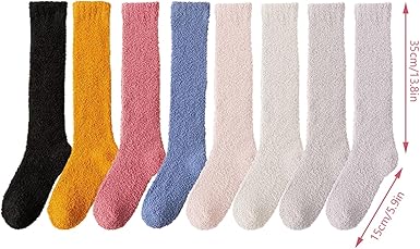 Fuzzy Socks for Women Slipper Fluffy Winter Plush Knee High Socks Soft Warm Cute House Long Cozy Microfiber Socks