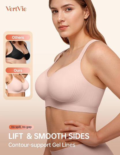 Vertvie Bras for Women No Underwire Wireless Push Up Seamless Full Coverage Comfort Sports Everyday Bra Regular & Plus Size