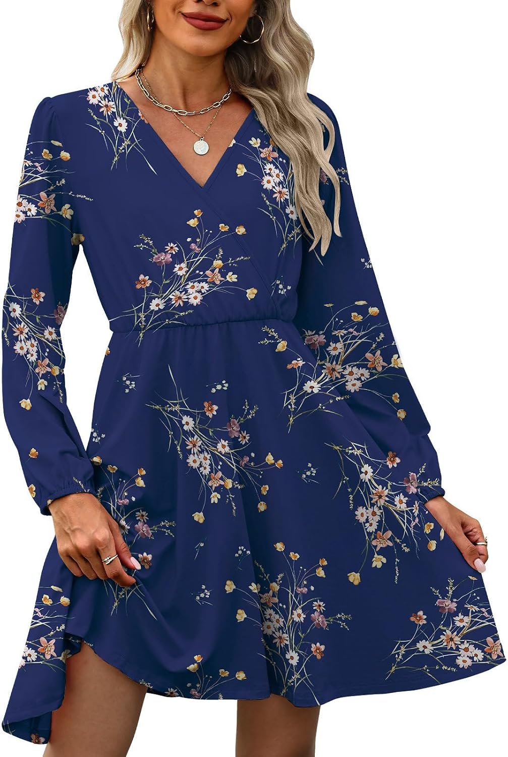 MixShe Summer Dresses for Women 2025 Wedding Guest Dress Fall Fashion Italian Outfits Elegant Classy Homecoming Clothing Plus Size Beach Vacation Clothes A Navy Floral Small