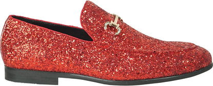 bravo! Men Dress Shoe Prom Slip-on Loafer Lace-up Oxford Cap Toe Metallic Glitter for Wedding Prom Black Blue Green Gold Pink Pewter Purple Silver Red