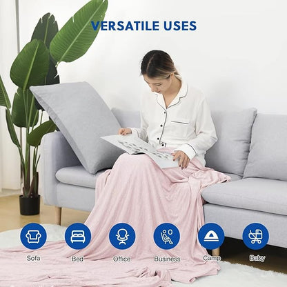HOMFINE Cooling Blankets for Hot Sleepers - Summer Blanket Thin Lightweight Breathable Soft Double Side Enhanced Blanket for Bed Couch Sofa, Keep Cool for Night Sweats (Pink, 60 x 80 inches)