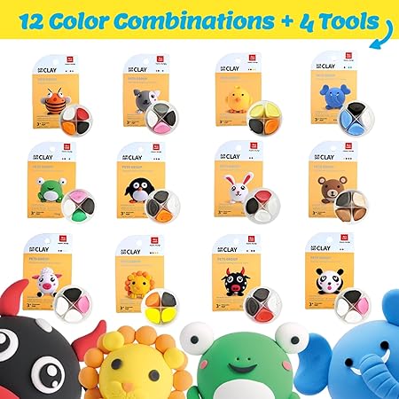 AnyWise Air Dry Clay Kit for Kids, Modeling DIY Magic Clay, Creative Art Children Gift, Sculpting Tools, with Super Soft and Light Foam, Individual Box, Safe Craft Toys for Boys Girls - Pet Paradise