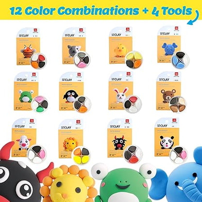 AnyWise Air Dry Clay Kit for Kids, Modeling DIY Magic Clay, Creative Art Children Gift, Sculpting Tools, with Super Soft and Light Foam, Individual Box, Safe Craft Toys for Boys Girls - Pet Paradise
