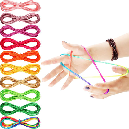 Poen 10 Pieces Cats Cradle String Finger Game String Cats Cradle Game Book Toy Supplies, 65 Inch Long, 12 Colors