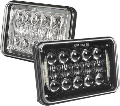 POCHY Motorcycle Headlight For XR250 XR400 XR650 Suzuki DRZ Accessories Rectangular Light DOT Black Motorcycle DRL Lamp 4X6 LED Headlight