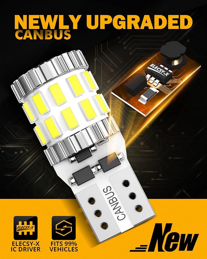 Auxbeam Upgraded 194 LED Bulbs White 10 PCS, 400% Brighter Canbus Error Free 168 2825 T10 W5W LED Light Bulbs for License Plate Lights Interior Lights Dome Map Light, 30-SMD