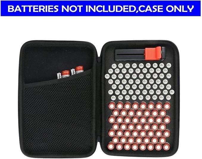 khanka Hard Battery Organizer Storage Box, Carrying Case Bag Holder - Holds 116 Batteries AA AAA C D 3V 9V with Battery Tester (BATTRIES are NOT Included.)