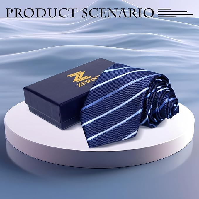 ZEWIND Ties for Men Necktie Classic Stripe Solid Color Business Paisley for Wedding + Gift Box