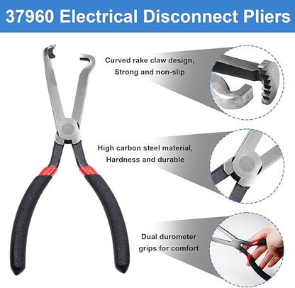 37960 Electrical Disconnect Pliers, 8 inch Automotive Electrical Connector Pliers for Auto Mass Air Flow Sensors, Fuel Injectors, Ignition Coils and Other Auto Parts (Red)