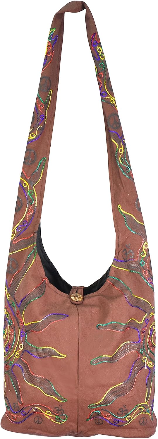 Mandala Crafts Hippie Bag, Large Boho Hobo Purse for Women, Crossbody Shoulder Sling Bags for Indie Style Bohemian Accessory.