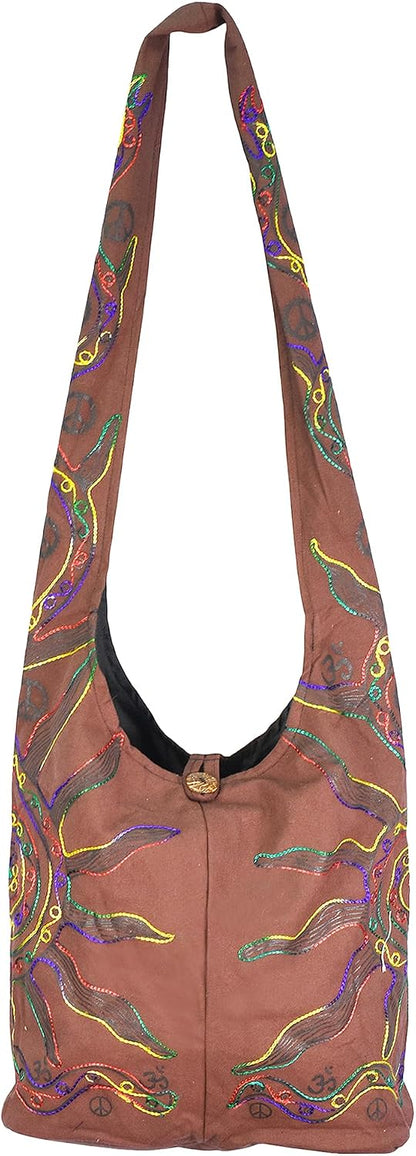 Mandala Crafts Hippie Bag, Large Boho Hobo Purse for Women, Crossbody Shoulder Sling Bags for Indie Style Bohemian Accessory.