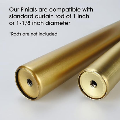 Decorative Curtain Rod Finials, Luxury Rhinestones Gold, Round,Set of 2, Compatible with 1 or 1-18 dia curtain rod, Standalone finial pair, Gold