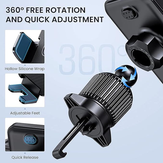 Car Vent Phone Mount for Car Military-Grade Hook Clip Phone Stand for Car Thick Cases Friendly Air Vent Clip Cell Phone Holder for Smartphone, iPhone, Automobile Cradles Universal