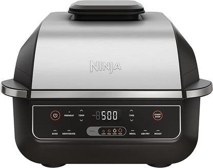 Ninja EG201 Foodi 6-in-1 Indoor Grill with Air Fry, Roast, Bake, Broil,  Dehydrate, 2nd Generation, Dishwasher Safe, BlackSilver
