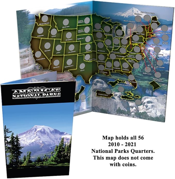 National Park America The Beautiful Quarters Folder Map Book - First Commemorative Mint