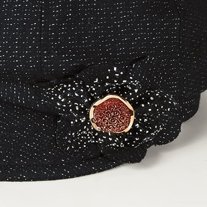 Women Retro Classic Visor Newsboy Cabbie Cap Beret Hats with Flower Buckle for Woman Ladies