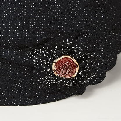 Women Retro Classic Visor Newsboy Cabbie Cap Beret Hats with Flower Buckle for Woman Ladies