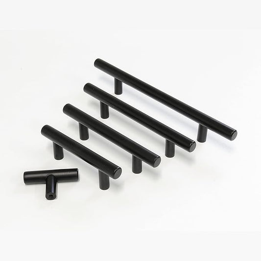 RCH Hardware HD-SS002-96 Solid Stainless Steel Modern Cabinet Drawer Handle Pull, 3 34 Inch, Matte Black (2 Pack)