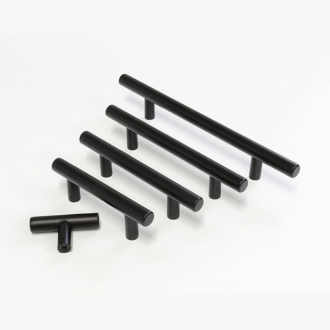 RCH Hardware HD-SS002-76 Solid Stainless Steel Modern Cabinet Drawer Handle Pull, 3 Inch, Black (4 Pack