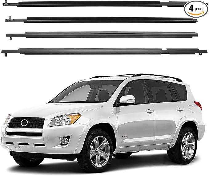Window Molding Trim Seal for 2009-2012 Toyota Rav4,Black Outer Door Weather Strip Window Seal Belt,Replace#75710-0R020 75720-0R020 75730-0R020 75740-0R020
