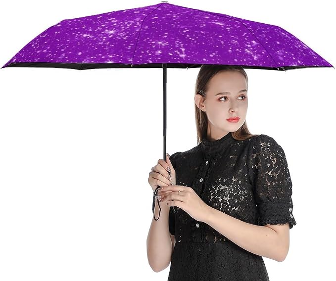 Compact Umbrella, Multi Functional Automatic Umbrellas Windproof Sun Protection Umbrella- Galaxy Print w/ Blue Stars