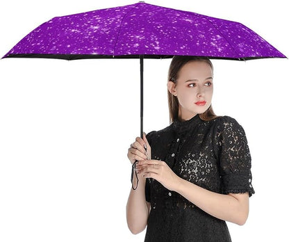 Compact Umbrella, Multi Functional Automatic Umbrellas Windproof Sun Protection Umbrella- Galaxy Print w/ Blue Stars