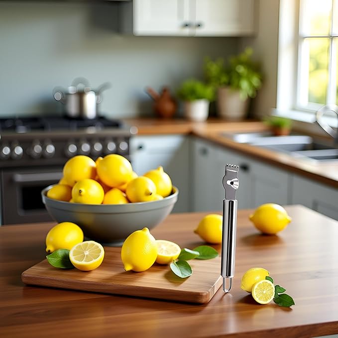 1Pc Silver Stainless Steel Lemon Zester Tool with Channel Knife and Orange Citrus Peeler for Kitchen, Zesters, Graters, Peelers and Slicers