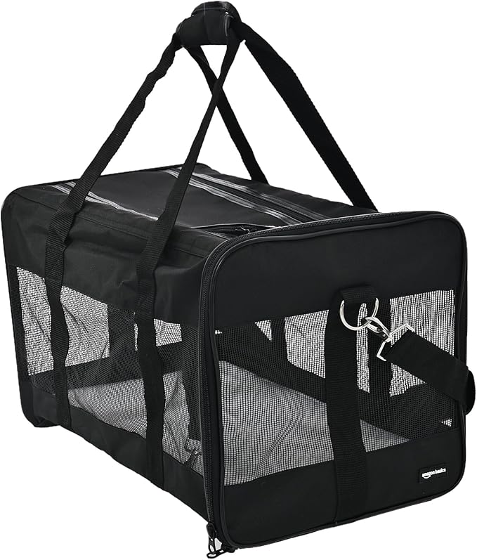 Basics Soft-Sided Mesh Pet Travel Carrier for Dog, Cat, up to 16 pounds, 16.5" L x 10.6" W x 11" H, Black