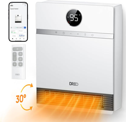 REO Smart Electric Wall Heater for Indoor Use, Works with Alexa,Large Room IP24 Wall Mounted Heater, 11.5 ft/s Heating, 28dB Quiet Operation, App and Remote Control, Digital Thermostat and ECO Mode