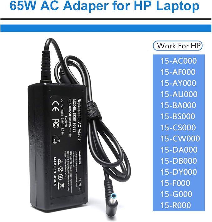 45W 65W Laptop Charger AC Adapter Power Suppy Cord for HP 15-AC 15-BS 15-CS 15-DB 15-F Series 15-ac121dx 15-bs234wm 15-bs015dx 15-ba079dx 15-ba009dx 15-cs3073cl 15-cs3153cl 15-db0015dx 15-db0031nr
