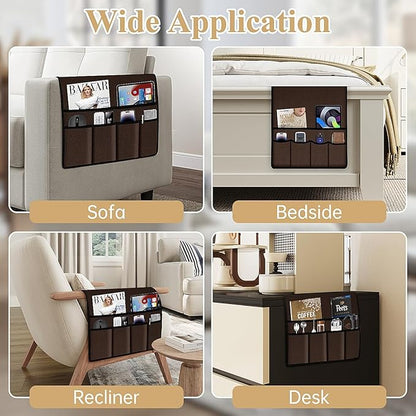 Naturoom Recliner Arm Caddy - Over the Arm Chair Caddy for Recliner with Remote Control Holder, Armrest Organizer with 6-Pocket Storage for Couch, Phone, Tablet, Magazine, Coffee