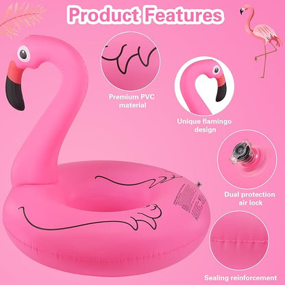 Flamingo Inflatable Pool Floats, Pool Tubes Swim Ring Pink Pool Float, 42'' Large Pool Float, Pool Inner Tube Beach Floats for Adults, Blow Up Floaties Water Floaties Pool Raft Lounger Lake