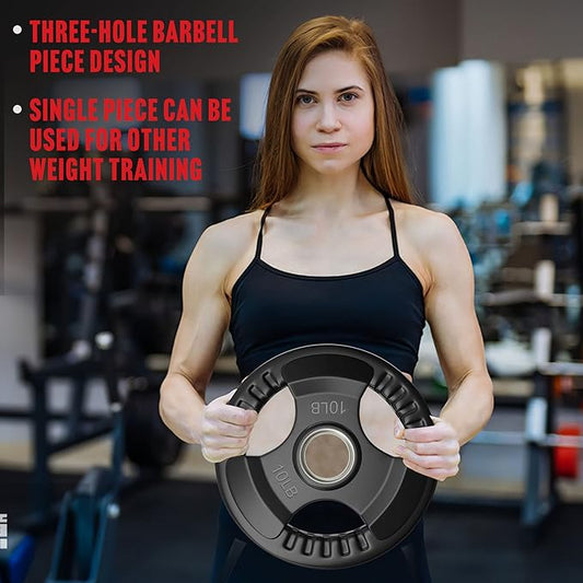 Elevens Rubber Weight Plates 2-Inch Cast Iron Grip Plates Olympic plates for Weightlifting, Strength Training, Muscle Toning, Crossfit in Home  Gym