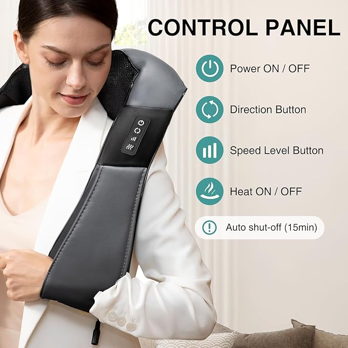 Shiatsu Neck and Back Massager with Soothing Heat, Electric Deep Tissue 3D Kneading Massage for Shoulder, Leg, Body Muscle Pain Relief, Home, Office, and Car FSA HSA Eligible