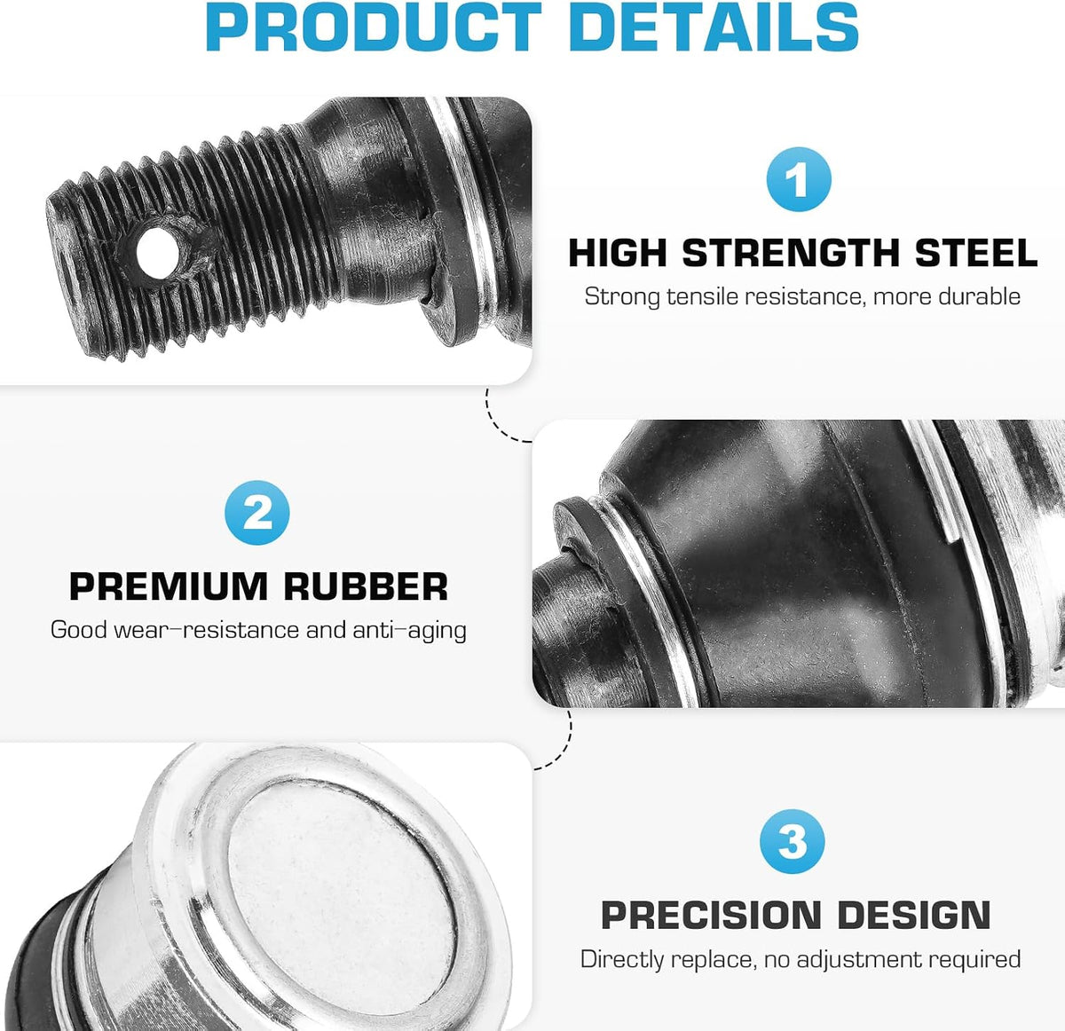 Upper Lower Ball Joints Fit for Yamaha Grizzly 550/700, Kodiak 450/700 EPS 4WD 2013 2014 2015 2016 2017 2018 2019 2020 2021 2022 for 3B4-23579-00-00, 3B4-23579-01-00 - 2 Pcs