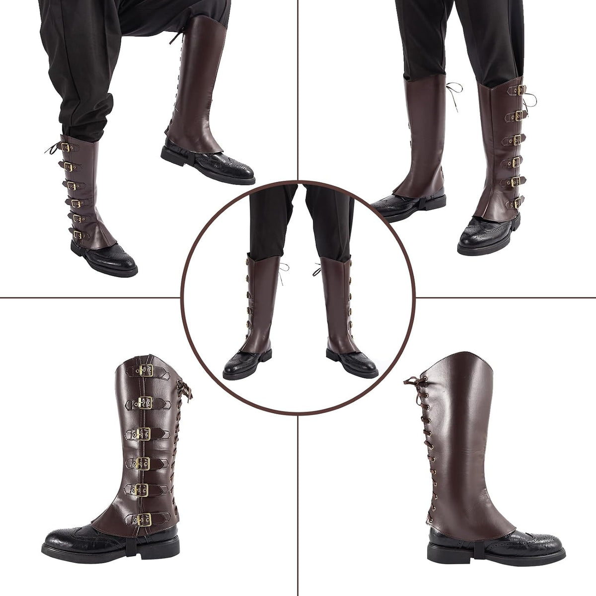 NUMJAW Medieval Boot Covers Men's Pirate Costume Boots Cover Renaissance Shoes Halloween Steampunk Viking Pirate Accessories