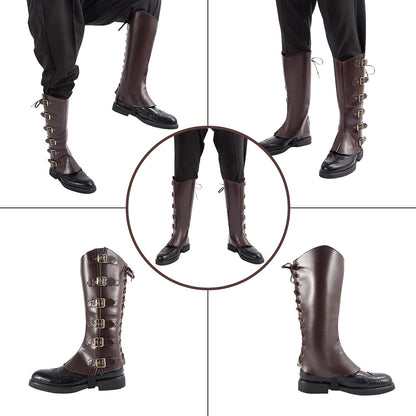 NUMJAW Medieval Boot Covers Men's Pirate Costume Boots Cover Renaissance Shoes Halloween Steampunk Viking Pirate Accessories