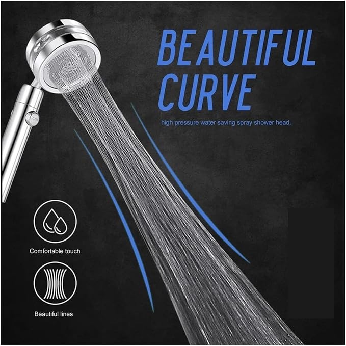 Bathroom 360-degree rotating fan, high-pressure shower head, adjustable shower head filter, bathroom accessories, shower head (blue color, 1 filter, size: 1)