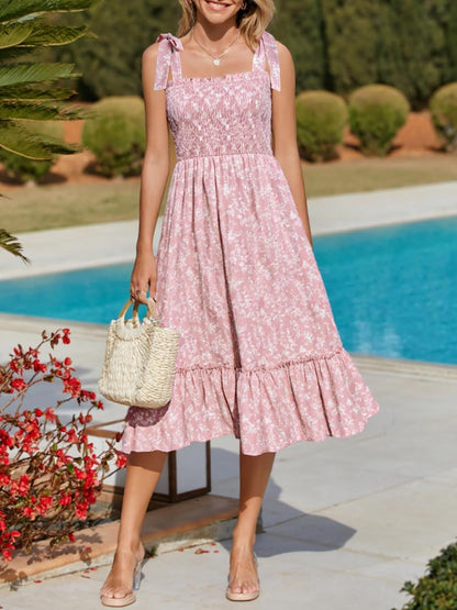 Imily Bela Womens Summer Floral Maxi Dress Boho Tie Strap Sleeveless Smocked A Line Beach Sundress Long Dresses