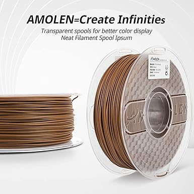 AMOLEN Dark Walnut Wood 3D Printter Filament 1.75mm -0.02mm PLA 3D Printing Filament Wood pla Filament with Real Wood Fiber Wood Texture Filament,1KG