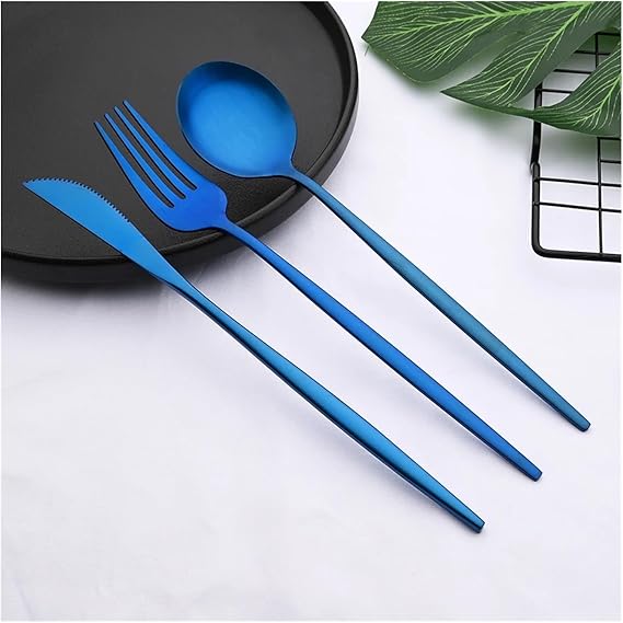 6Pcs Gold Matte Dinner Fork Stainless Steel Dinnerware Flatware Western Fork Wedding Hotel Tableware Silverware Cutlery Set (Size : White Silver)