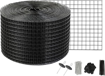 VEVOR 8in x 98ft Solar Panel Bird Guard, PVC Coated Wire Mesh Roll Kit with 100pcs Fasteners,Critter Fence,Pigeon Proofing, Black