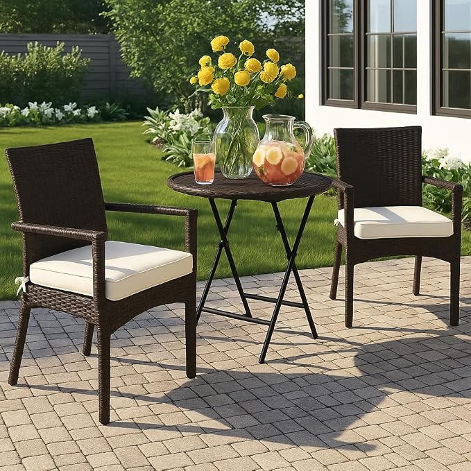 19x19x3 Inch Outdoor Square Corner Chair Cushions with Ties Set of 2, Water&Fade Resistant Thick Seat Cushion Pads for Garden Patio Dining Porch Furniture - Cream Ivory