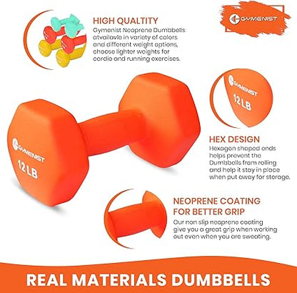 GYMENIST Pair of Dumbbells Set of 2 Soft Non Slip Grip Dumbbells Pair Covered with Neoprene