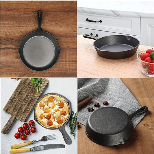 4 Inch Small Cast Iron Skillet, Pre Seasoned Mini Cast Iron Skillet, Camping Nonstick Frying Pan for Baked Brownie, Cookie, Egg Cakes Pan (Black)