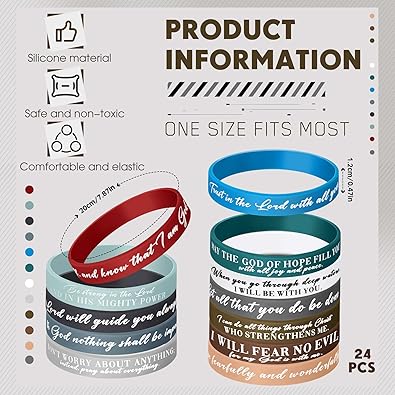 Bible Verses Bracelets Bulk Scripture Silicone Wristbands Inspirational Motivational Quote Rubber Wristbands Christian Bracelets for Women Men Easter Carnival Party Favors