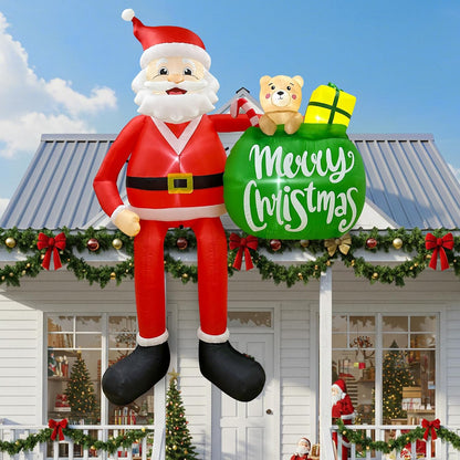 8FT Christmas Inflatable Outdoor Decoration, Climbing Santa Inflatable Outdoor Christmas Blow up Yard Decorations with LED Lights (The Gift List is Detachable and Writable)