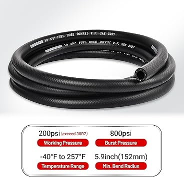 EVIL ENERGY 34 Fuel Hose Line Push Lock NBR Rubber SAE 30R7 5FT 200PSI
